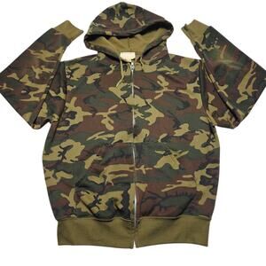 Vintage Camo Full Zip Hoodie Men’s Hunting Sweatshirt Made in USA Medium 90's